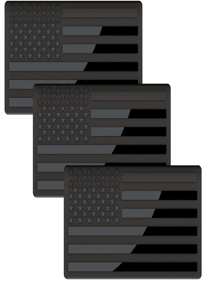 sticro Embossed 3D Metal All Black American Flag Emblem Decal Stickers (3 Pack), Matte Black 5" x 3" Patriotic USA US Flag Car Decals Bumper Stickers for Truck, Window, Motorcycle, Support US Military - Image 1